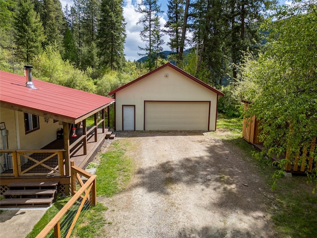 view of detached garage
