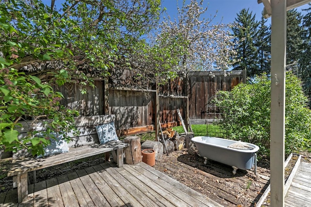 wooden terrace with fence