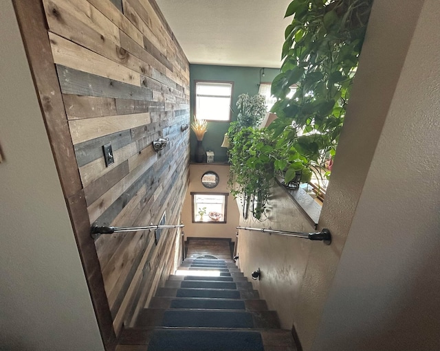 55 Mills Rd, Whitehall, MT 59759 - stairway featuring wooden walls