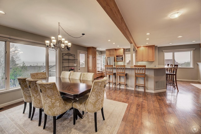 710 Joslyn St, Helena, MT 59601 - dining area featuring plenty of natural light, a chandelier, light wood-type flooring, and recessed lighting