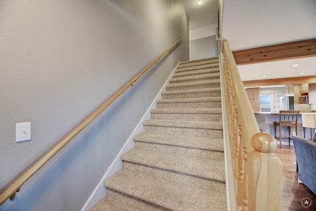 710 Joslyn St, Helena, MT 59601 - stairs with wood finished floors and recessed lighting