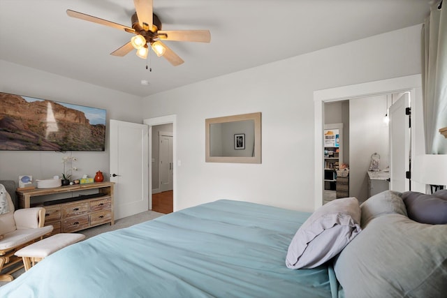 200 Ali Loop, Kalispell, MT 59901 - carpeted bedroom featuring a ceiling fan