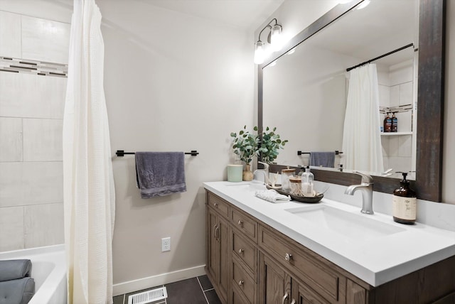 200 Ali Loop, Kalispell, MT 59901 - bathroom featuring vanity, tile patterned flooring, and shower / tub combo with curtain