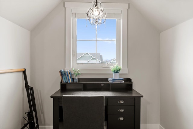 200 Ali Loop, Kalispell, MT 59901 - home office with vaulted ceiling, plenty of natural light, and a chandelier