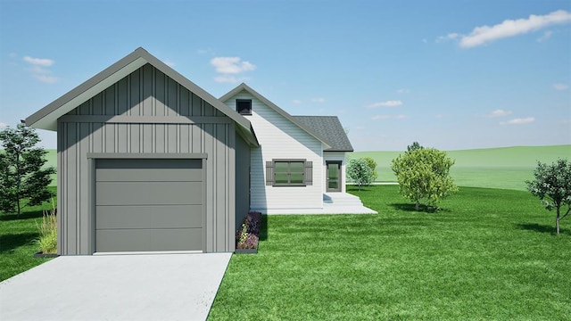 NHNLOT2 England Blvd, Missoula, MT 59808 - view of front of property featuring board and batten siding, a garage, driveway, and a front lawn