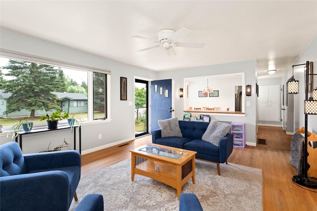 1004 Park Ave, Whitefish, MT 59937 - living area featuring wood finished floors and a ceiling fan