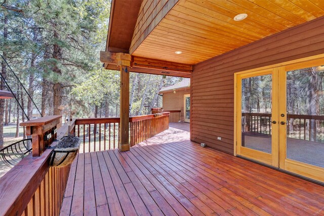 303 Wyant Ln, Hamilton, MT 59840 - wooden deck with french doors