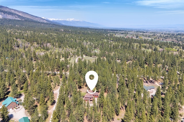 303 Wyant Ln, Hamilton, MT 59840 - aerial overview of property's location featuring a forest and a mountain backdrop