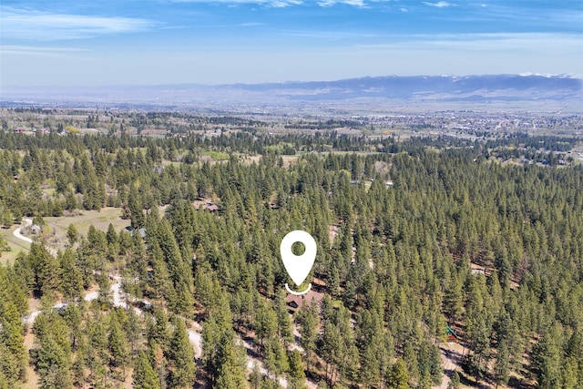 303 Wyant Ln, Hamilton, MT 59840 - aerial overview of property's location with a heavily wooded area and a mountainous background