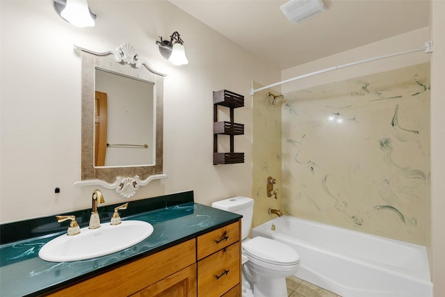 303 Wyant Ln, Hamilton, MT 59840 - bathroom featuring toilet, bathing tub / shower combination, vanity, and tile patterned flooring