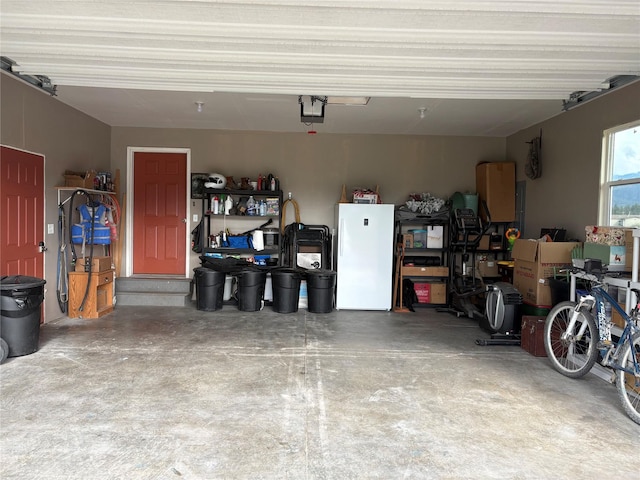 72822 Joes Ln, Arlee, MT 59821 - garage with freestanding refrigerator and a garage door opener