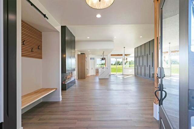 2736 Paniolo Pl, Missoula, MT 59808 - foyer featuring wood finished floors, baseboards, and recessed lighting