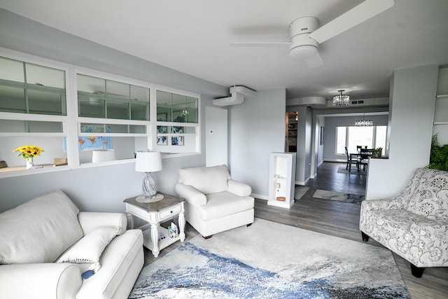 1536 Meadowlark Dr Unit 10B, Great Falls, MT 59404 - living area with ceiling fan, wood finished floors, and a chandelier