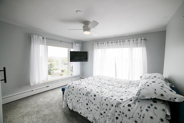 1536 Meadowlark Dr Unit 10B, Great Falls, MT 59404 - carpeted bedroom with a baseboard heating unit and ceiling fan