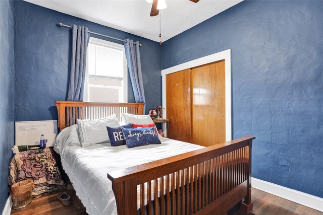 500 34th St NW, Great Falls, MT 59404 - bedroom with wood finished floors, baseboards, and ceiling fan