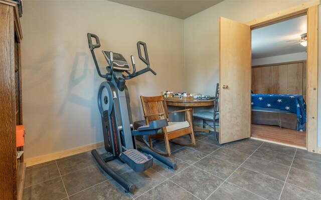 5550 Farm To Market Rd, Whitefish, MT 59937 - dining area with tile patterned flooring, ceiling fan, and baseboards