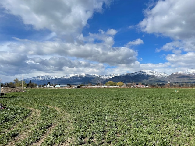 view of mountain background with rural landscape