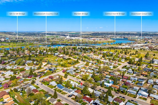 224 16th Ave S, Great Falls, MT 59405 - aerial view of property and surrounding area with a large body of water