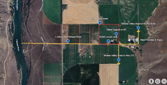 45292 Locust Ln, Charlo, MT 59824 - aerial overview of property's location featuring property boundaries highlighted