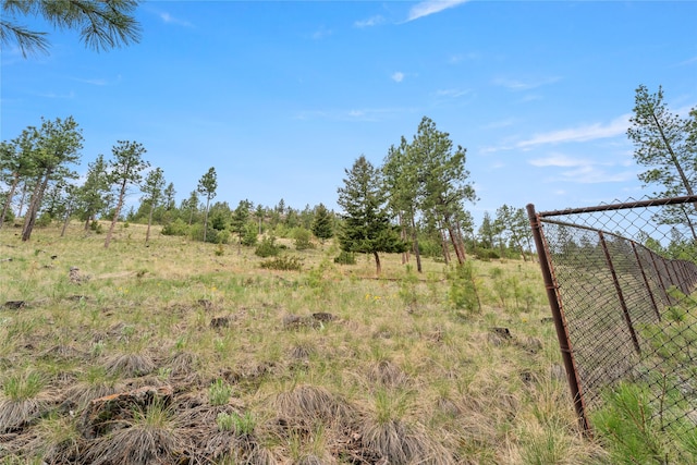 view of yard with fence and a view of countryside