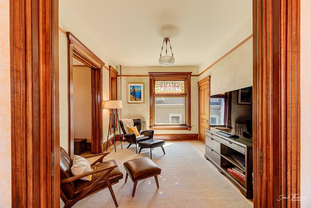 living area with baseboards