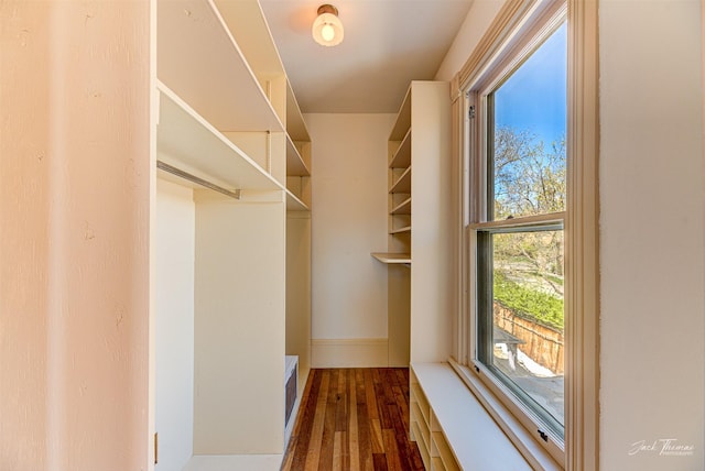 spacious closet featuring wood finished floors