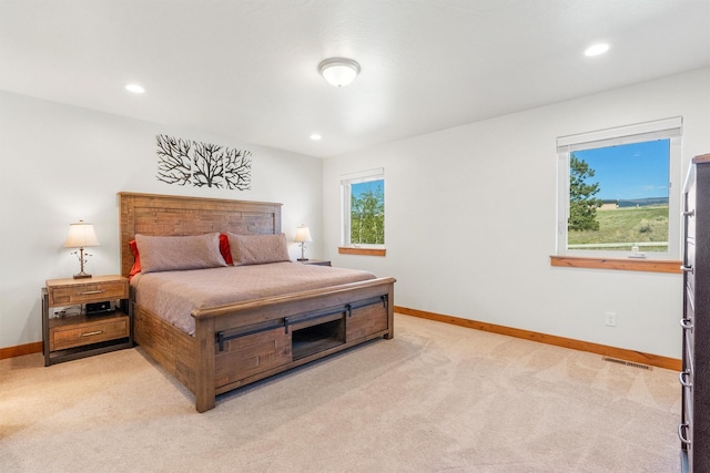 999 Websters Way, Stevensville, MT 59870 - bedroom with baseboards, light colored carpet, and recessed lighting