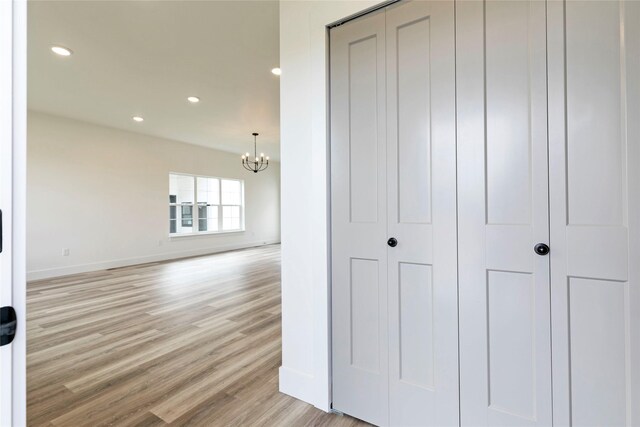 NHNLOT1 England Blvd, Missoula, MT 59808 - corridor featuring a chandelier, recessed lighting, and light wood-style floors