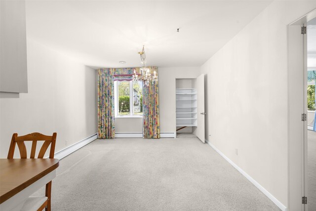 3313 5th Ave N, Great Falls, MT 59401 - unfurnished dining area featuring a chandelier, baseboard heating, baseboards, and a baseboard heating unit