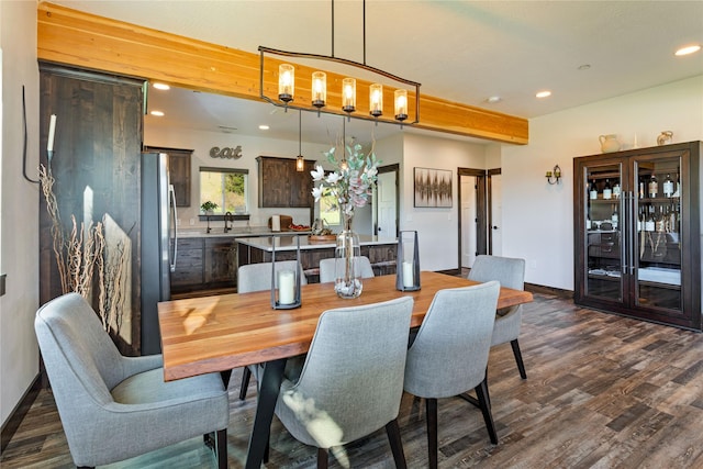 21087 Pamin Loop, Clinton, MT 59825 - dining room featuring dark wood-style floors and recessed lighting