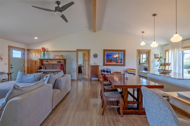4175 Mchugh Ln, Helena, MT 59602 - living room featuring a ceiling fan, light wood-type flooring, healthy amount of natural light, and washer / dryer