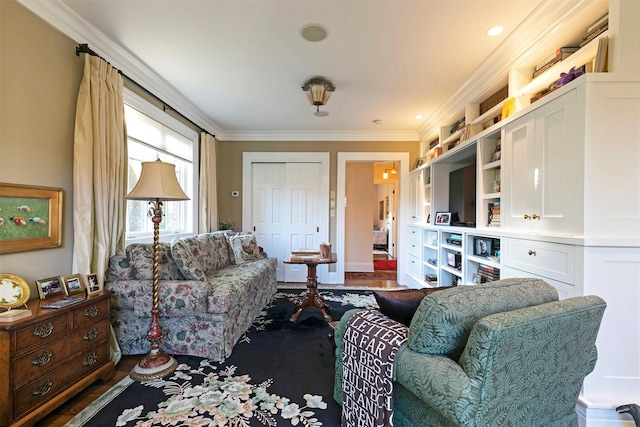 145 E Beckwith Ave, Missoula, MT 59801 - living area featuring crown molding and wood finished floors