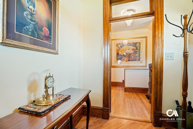 202 Blake St, Helena, MT 59601 - corridor with light wood-style floors, baseboards, and an office area