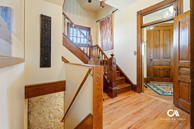 202 Blake St, Helena, MT 59601 - foyer entrance with wood finished floors and stairs