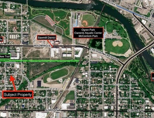 aerial map of property and surrounding area