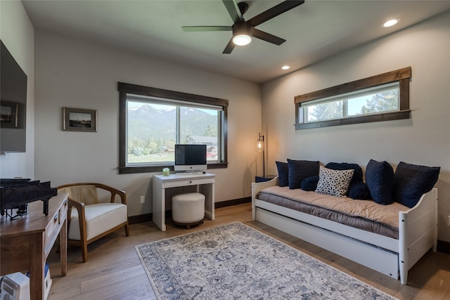 29 Elk Run Trl, Kalispell, MT 59901 - living area featuring light wood-style floors, ceiling fan, and recessed lighting