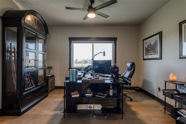 29 Elk Run Trl, Kalispell, MT 59901 - office space featuring a ceiling fan and wood finished floors
