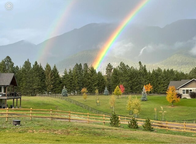 29 Elk Run Trl, Kalispell, MT 59901 - view of yard featuring a mountain view, a rural view, and a forest view