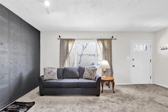1320 1st Ave S, Great Falls, MT 59401 - living room featuring a textured ceiling and carpet flooring
