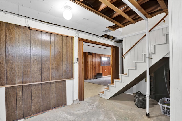1320 1st Ave S, Great Falls, MT 59401 - basement featuring stairway and wood walls