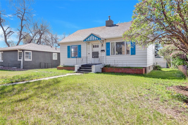1320 1st Ave S, Great Falls, MT 59401 - bungalow-style home with a front yard, a chimney, and roof with shingles