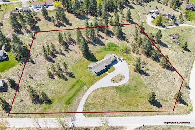 aerial view of property's location featuring property boundaries highlighted