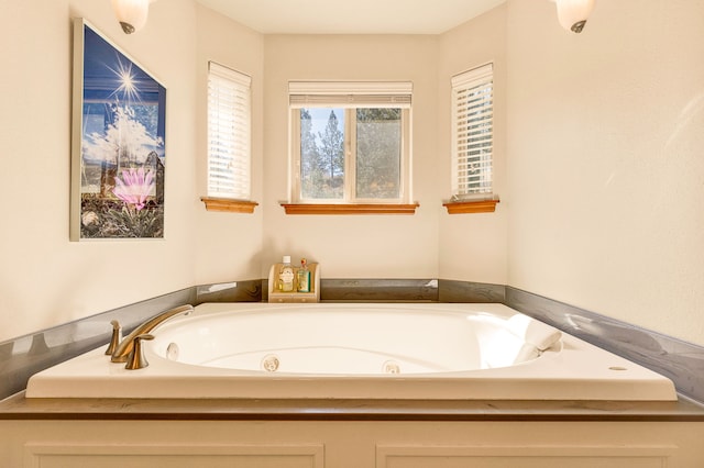 bathroom featuring a garden tub