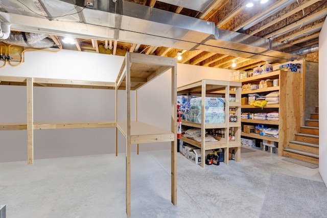 unfinished basement with stairway