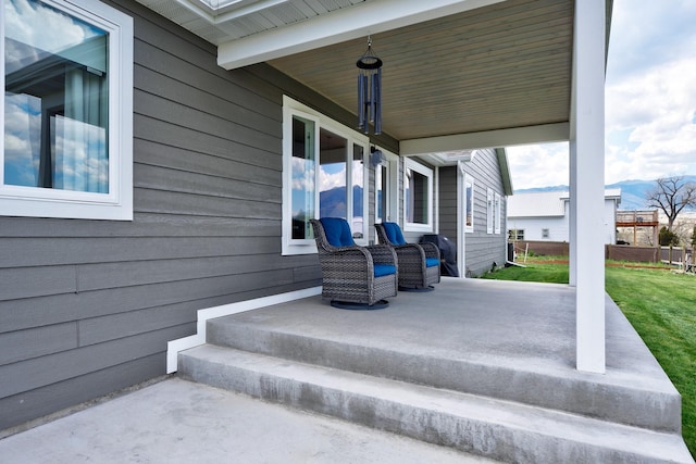 view of patio with a porch