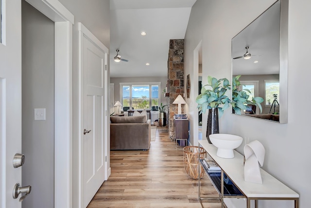 217 Spring St, Townsend, MT 59644 - hall with light wood-type flooring and recessed lighting