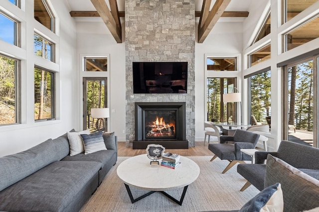 145 Elk Highlands Dr, Whitefish, MT 59937 - sunroom with beamed ceiling and plenty of natural light