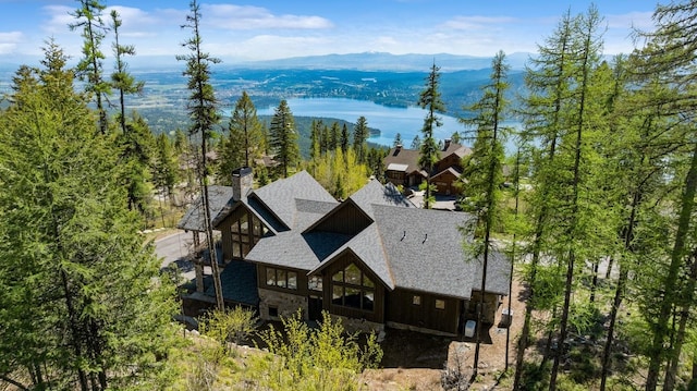 145 Elk Highlands Dr, Whitefish, MT 59937 - aerial view of property and surrounding area featuring a water and mountain view