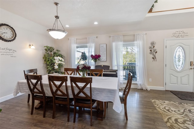 31 Aspen Ct, Kalispell, MT 59901 - dining area featuring baseboards, dark wood-type flooring, and recessed lighting