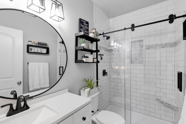 286 Ordway Dr, Florence, MT 59833 - full bathroom with a stall shower, vanity, and toilet